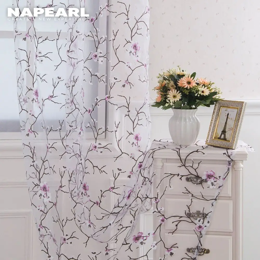 Ткани NAPEARL 1 шт. цветочные тюлевые занавески современные фиолетовые домашний