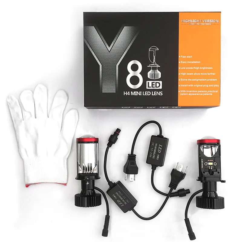 

Комплект светодиодных фар Y7D Y6D H4, лампа, мини-объектив проектора с вентилятором охлаждения 70 Вт/пара, автомобильная лампа ближнего/дальнего света 12 в 6000K RHD LHD