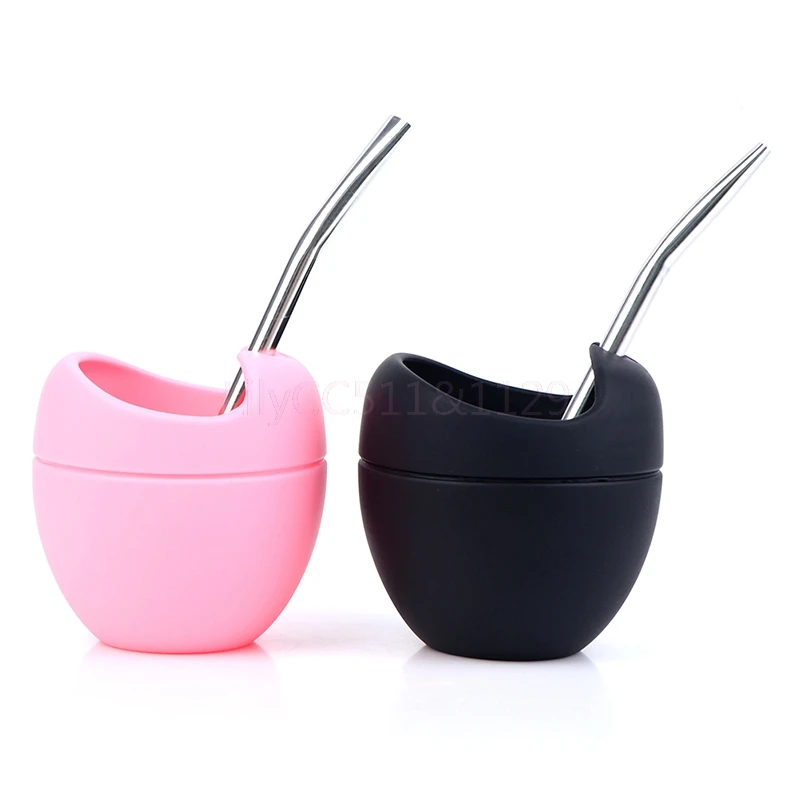 

5oz Silicone Bombillas Yerba Mate Cup Set Tea Cup With Yerba Bombilla Straw 180ml