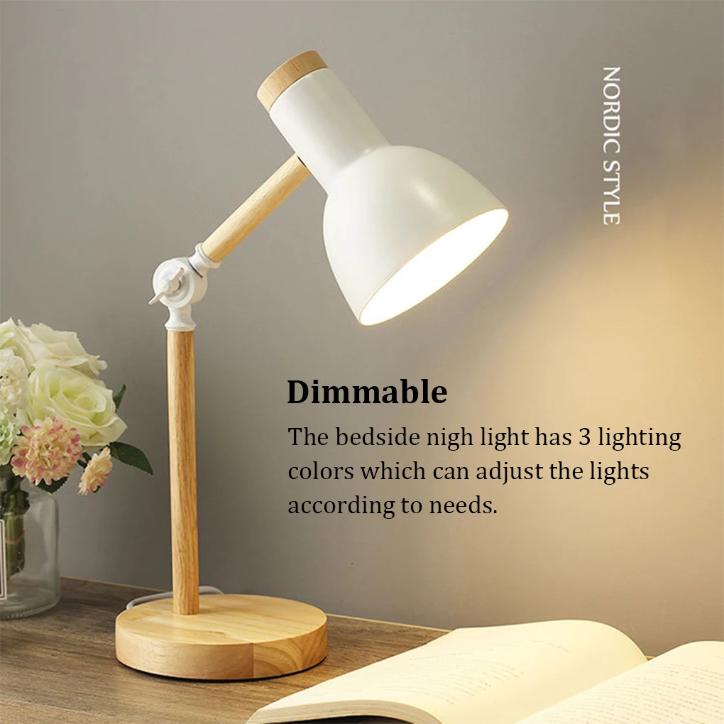 

Desktop Night Reading Table Light 3 Colors Dimmable Nightstand Desk Lamp Bedroom Dormitory Office White Warm Light