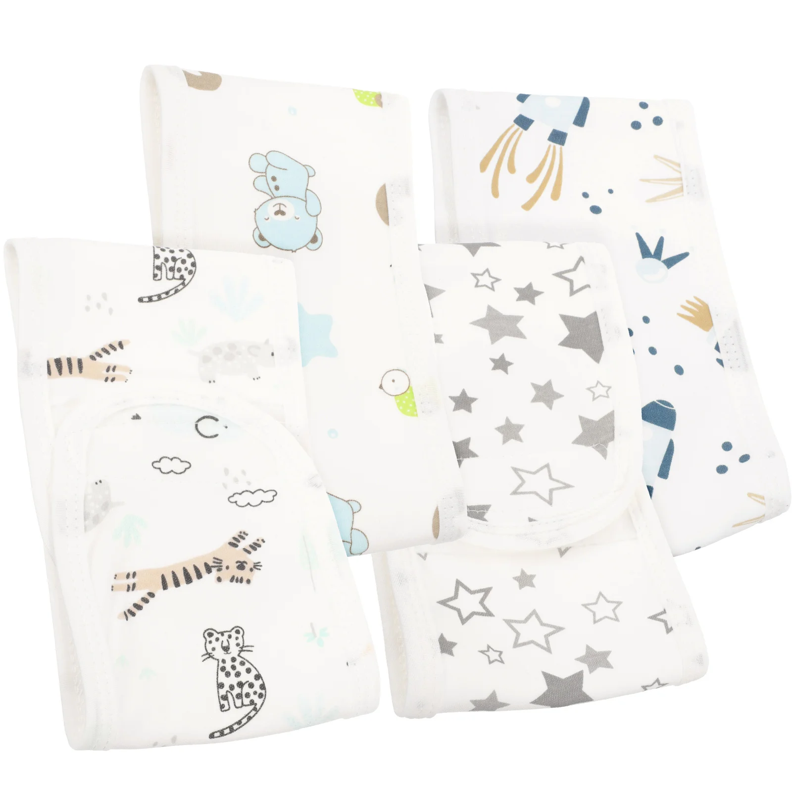 

4 Pcs Cute Belly Button Band Navel Belt Cord Baby Newborn Infant Fabric Cartoon