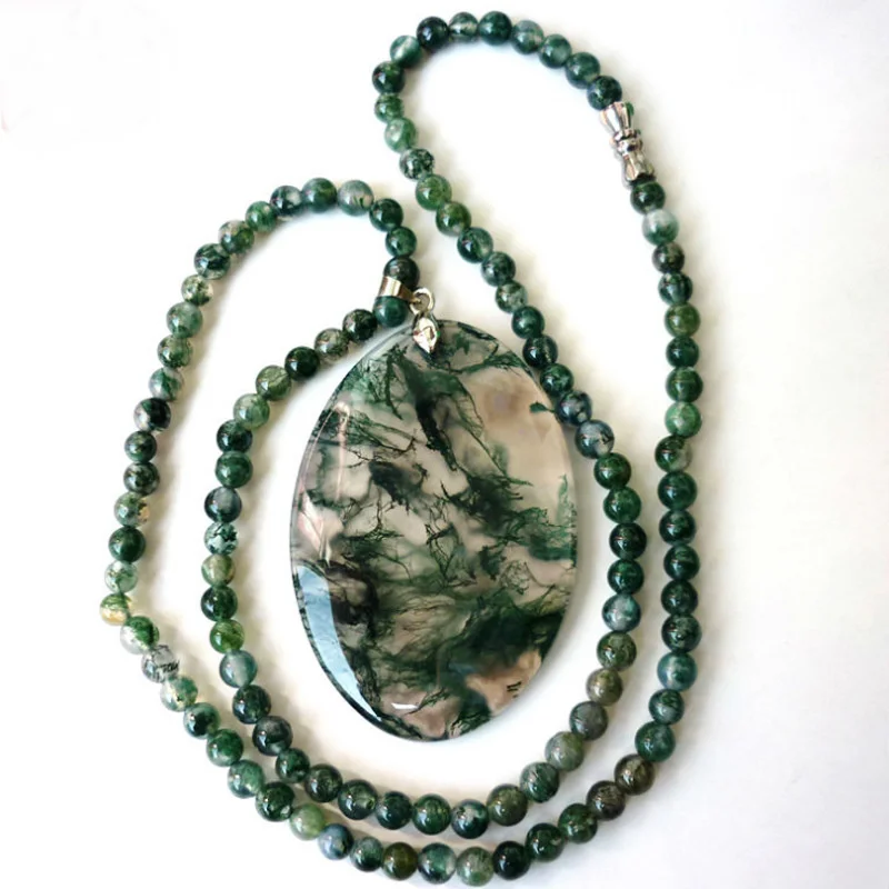 

Natural Aquatic Agate Crystal Pendant Necklace Men Women Fashion Charms Jewellery Sweater Chain Lucky Amulet Gifts Wholesale
