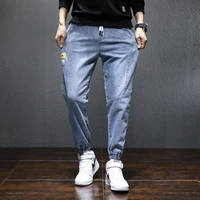 new spring casual jeans mens solid denim pants streetwear cowboy hip hop trousers autumn elastic waist joggers plus size m 5xl