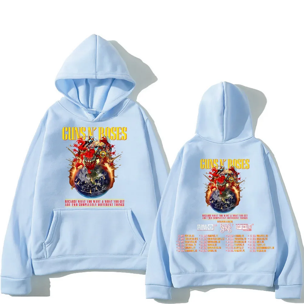 Guns N Roses Tour 2025 Hoodie Retro Street Style Pullover Unisex Pocket Fleece Hoody Loose Windproof Sportswear Clothes