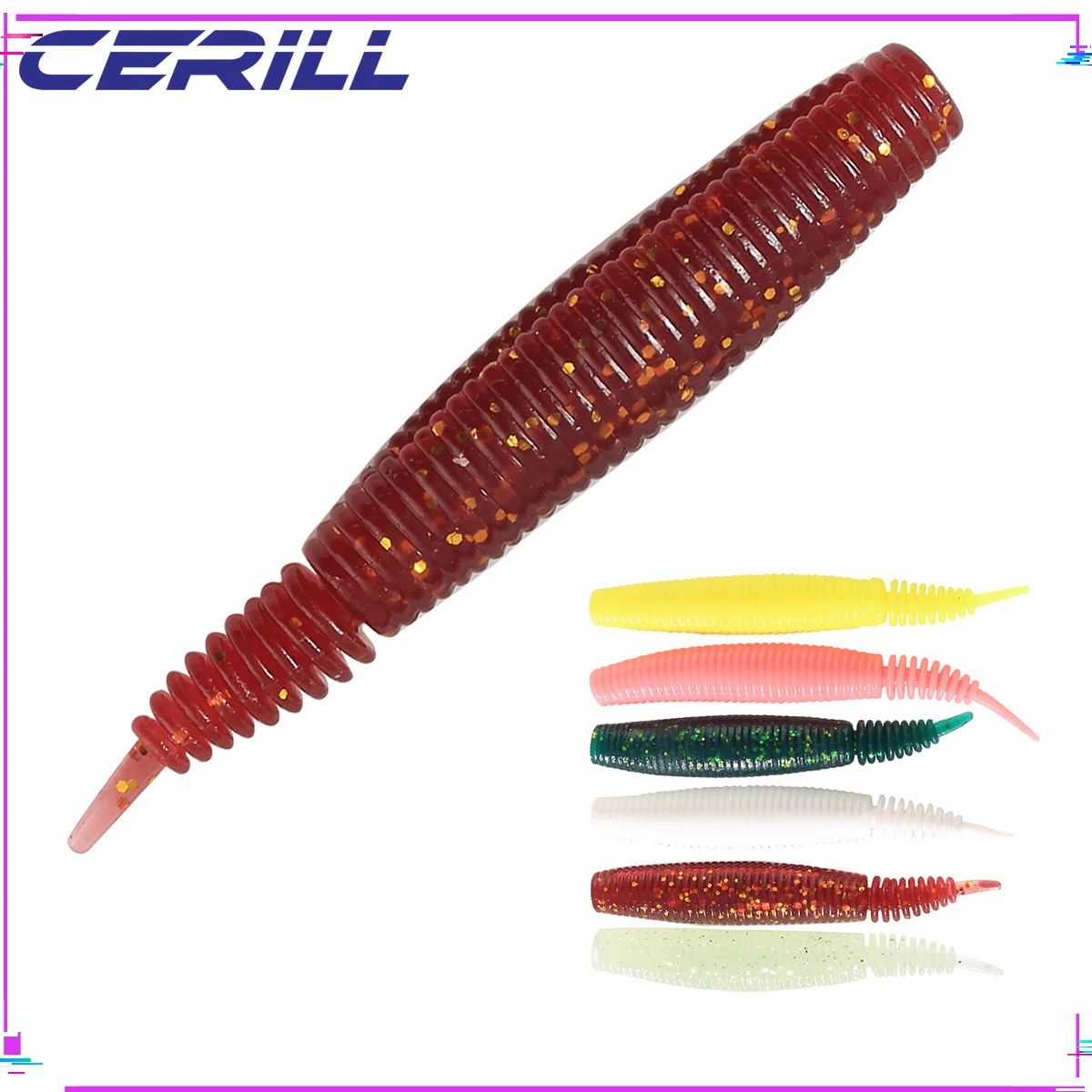 

Cerill 20 PCS 9 cm Worm Soft Bait Artificial Fishing Lure Jigging Wobblers Silicone Swimbait Minnow Bass Trout Pike Needle Tail
