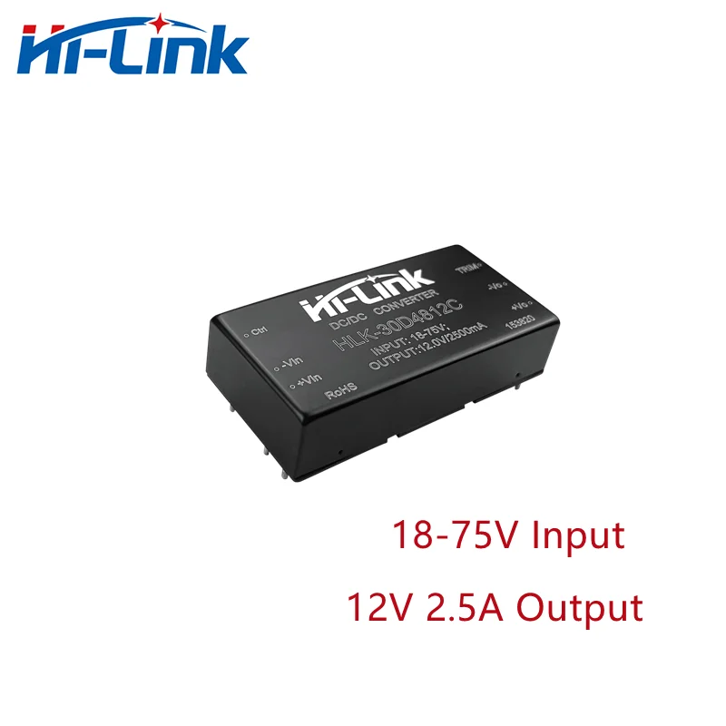 

Free Shipping Hi-Link 2pcs/lot 12V 2.5A output dc dc 18-75V Input HLK-30D4812C 91% efficiency isolated dc dc power module