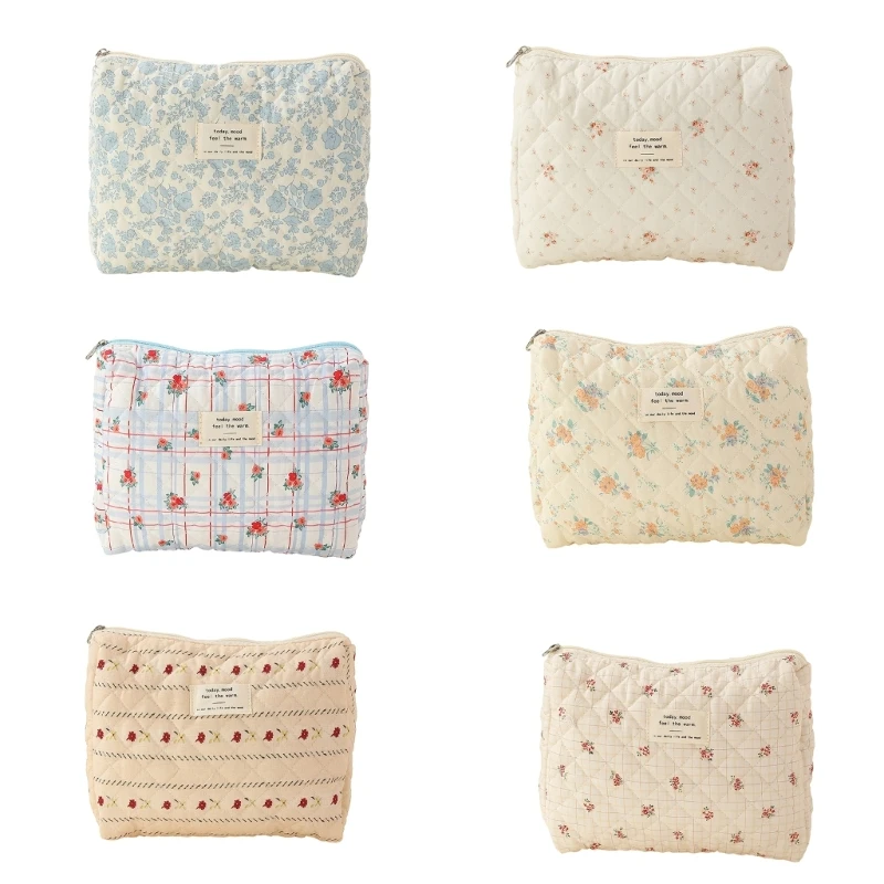 

Stylish Zipper Makeup Bag Large Capacity Travel Toiletry with Floral Pattern