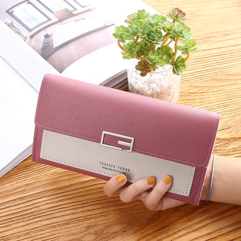 2023 new Korean version of ladies purse female clutch bag long 30% off wallet buckle multi-card coin purseLarge-capacity wallet
