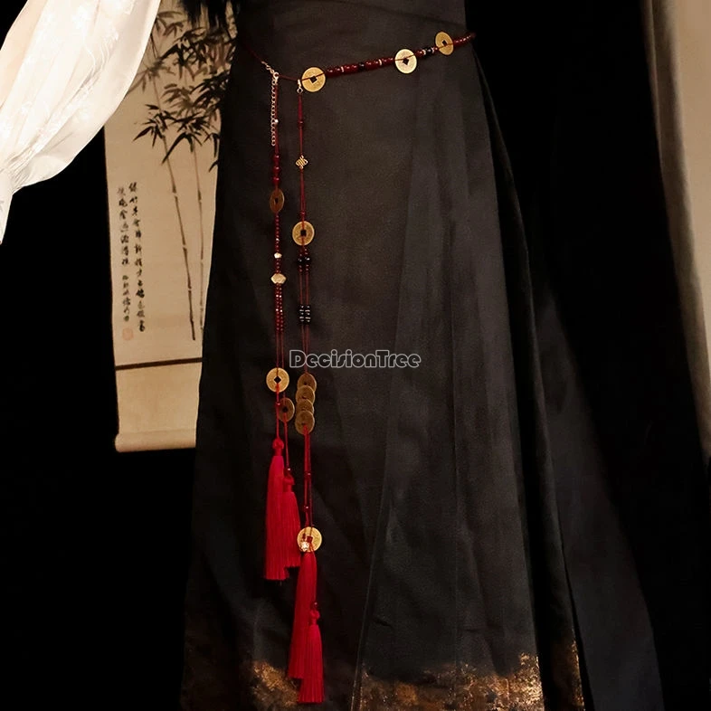 Новогодняя красная подвеска в китайском стиле с кисточкой на талии яркая медная