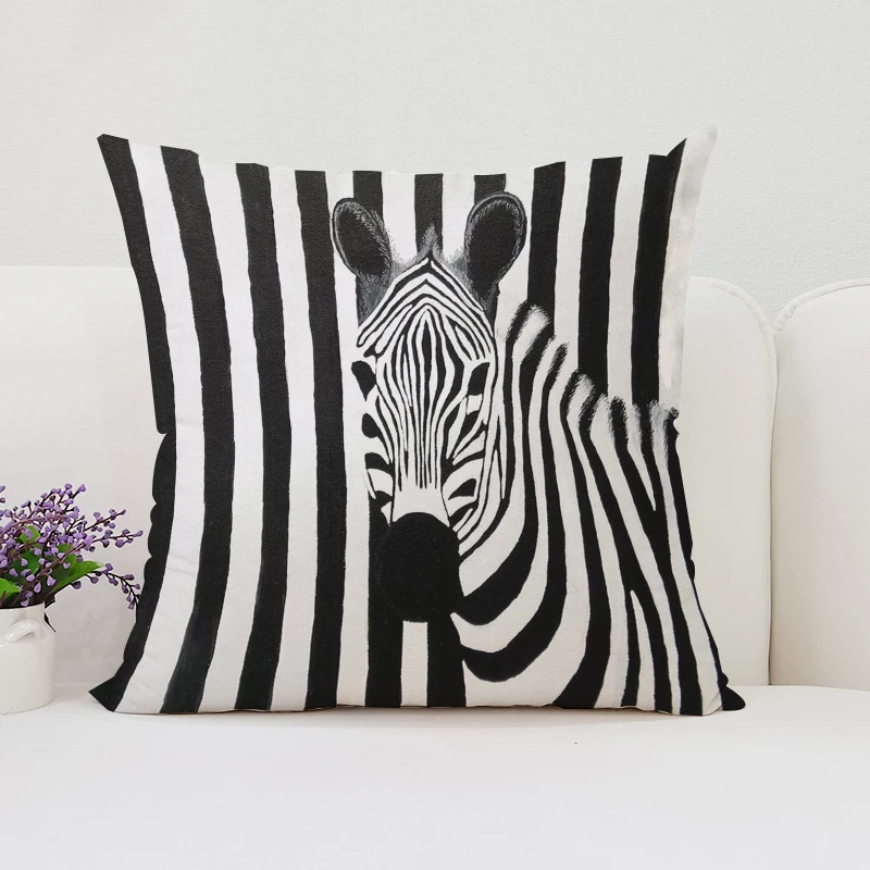 Двусторонняя Декоративная Наволочка С Принтом Zebr 45x45 См Полиэстер Хлопок Для