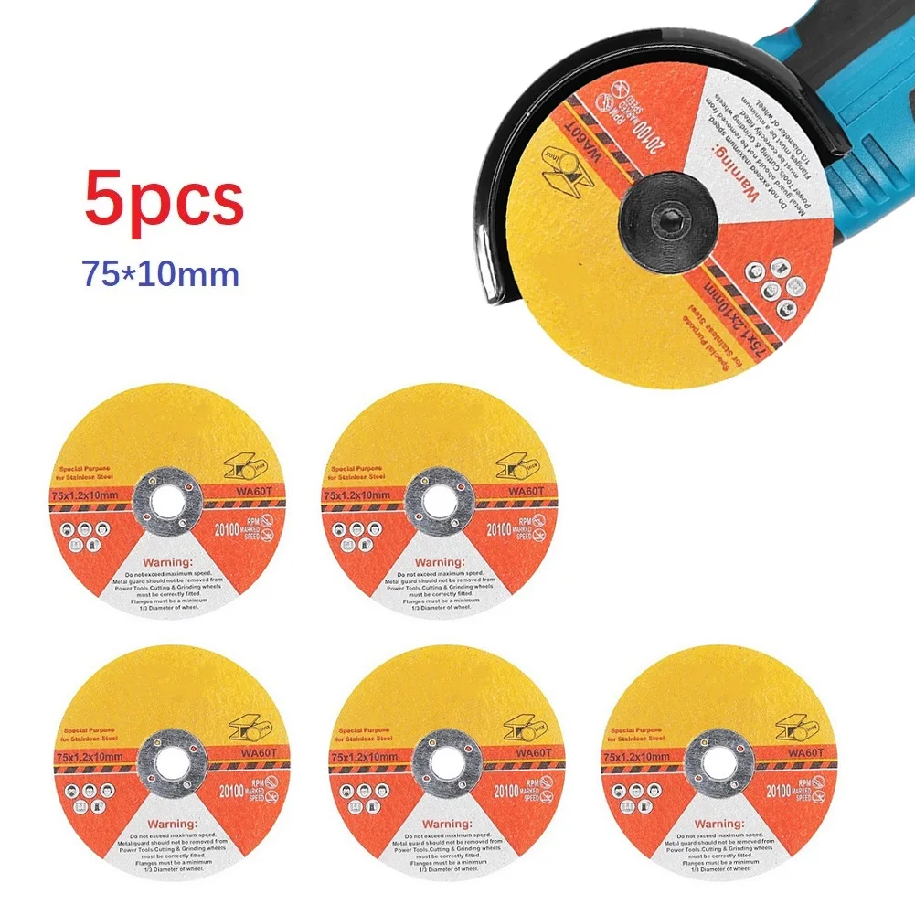 

5pcs 75mm Circular Resin Saw Blade Grinding Wheel Ultra-thin Cutting Disc For Angle Grinder Wood Plaxtic Cutting Power Tool