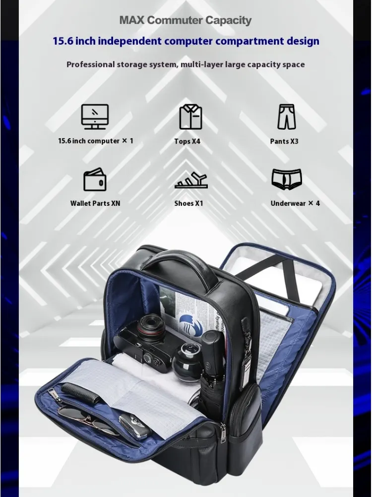 Бизнес-рюкзак BOPAI кожаный рюкзак мужской большой вместимости сумка для