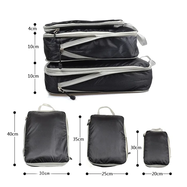 Compressible Packing Cubes Foldable Waterproof Travel Storage Bag  Suitcase Nylon Portable With Handbag Luggage Organizer 2