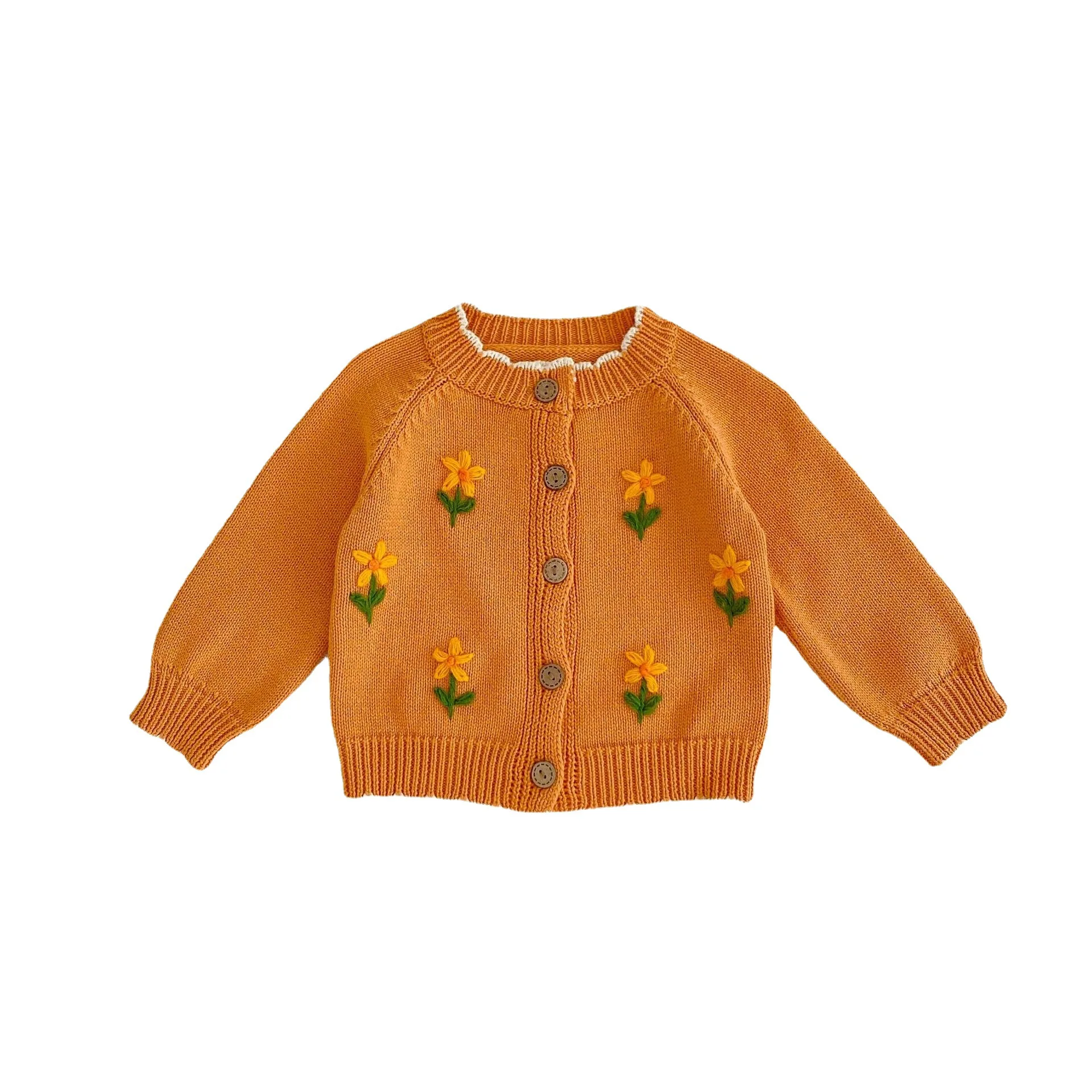 2023 New Baby Girl Long Sleeve Knit Cardigan Infant Autumn Princess Flower Embroidery Sweater Girls Knitted Jacket Baby Clothes images - 6