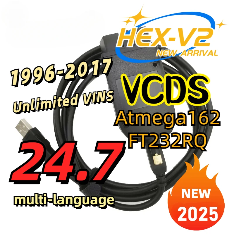 

VCDS VAGCOM 2025 VCDSCAN HEX V2 Диагностический Интерфейс Для VW AUDI Skoda Seat - Многоязычные Автомобильные Диагностические...