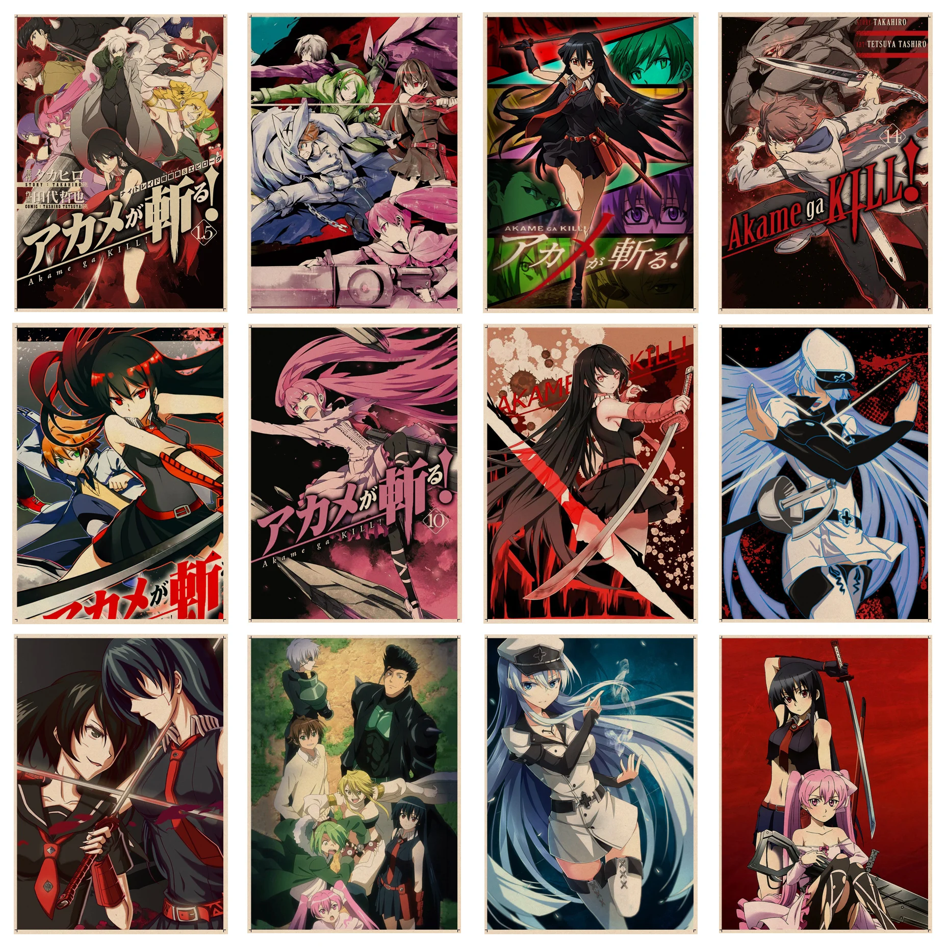 

Jepang Anime Akame Ga Kill Good Quality Prints And Posters Retro Kraft Paper Sticker DIY Room Bar Cafe Nordic Home Decor