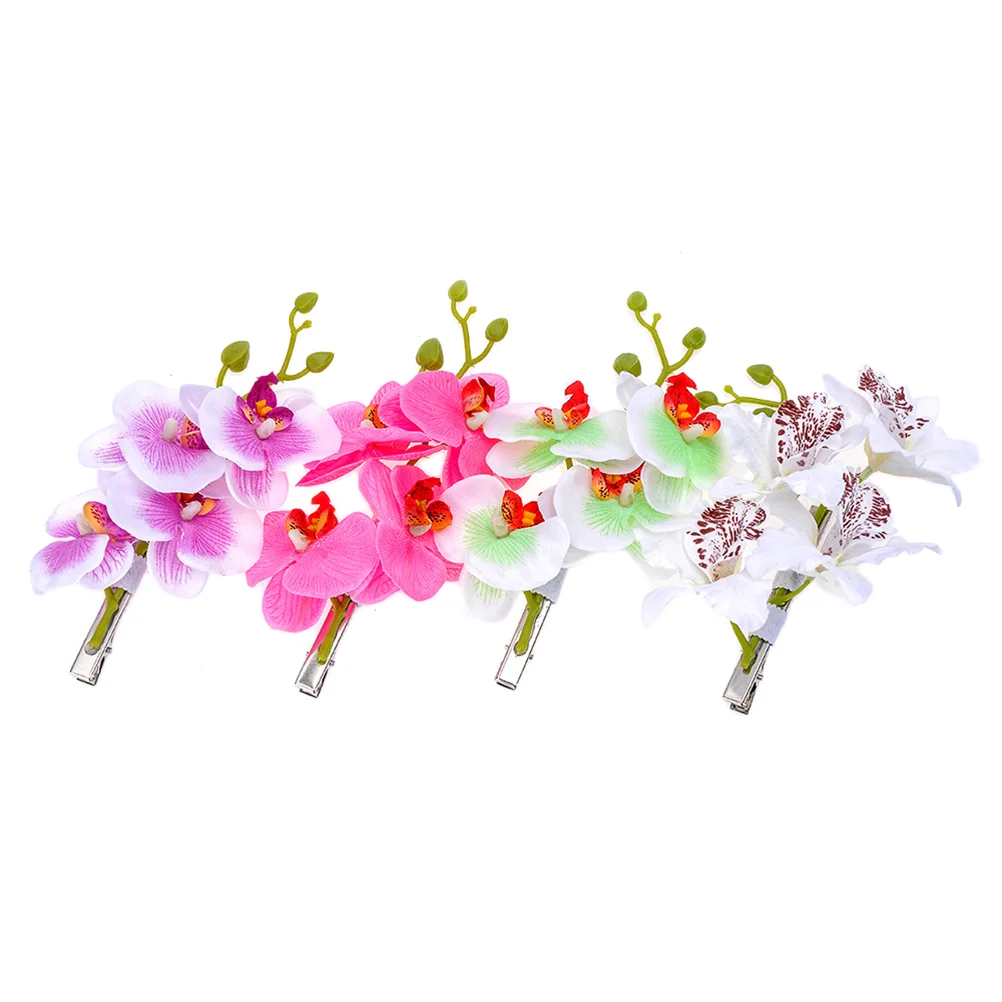 

4 Pcs Hair Clips Girls Orchid Hairpin Phalaenopsis M Flower Decoration Simulation Miss