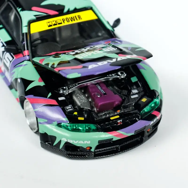 KAIDO HOUSExMINIGT 1/64 Nissan Skyline GTR R33 HKS V1 Игрушечный автомобиль из сплава литая под
