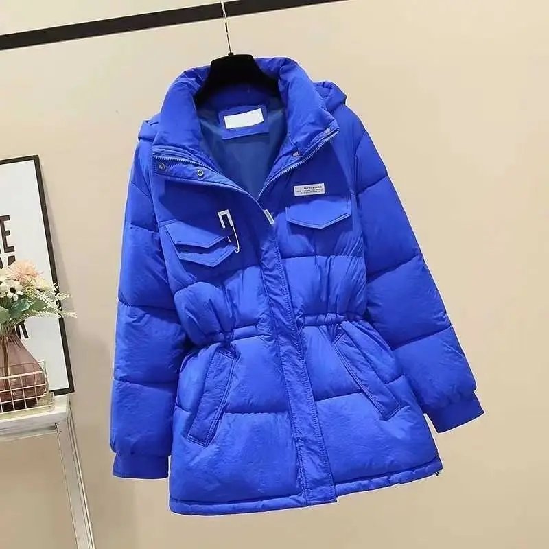 2023 New Winter Women Mid-long Parkas Jackets Casual Pockets Thick Warm Hooded Coat Female Outwear Korean Style Parkas C22