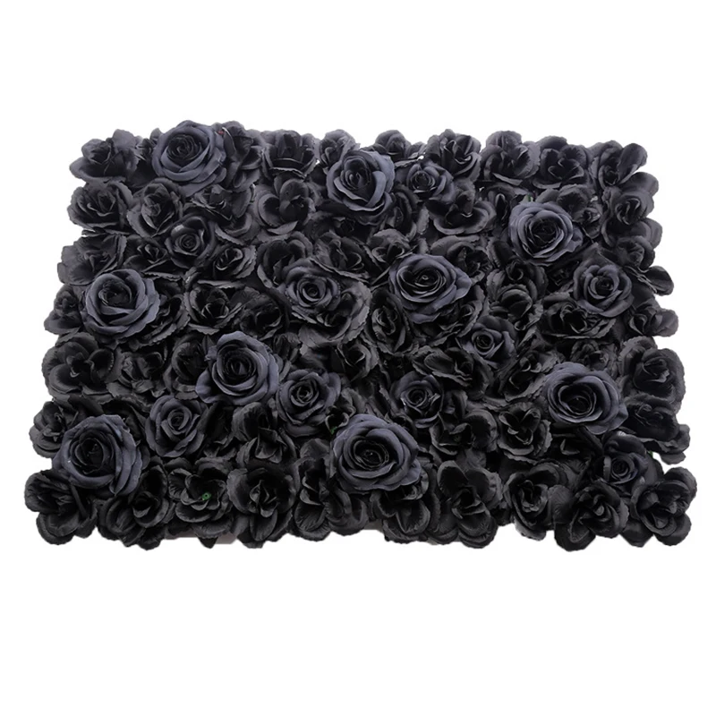 

Artificial Flower Wall Black Wedding Flower Wall Gothic Halloween Dark Style Decorative Silk Flower Wall Background