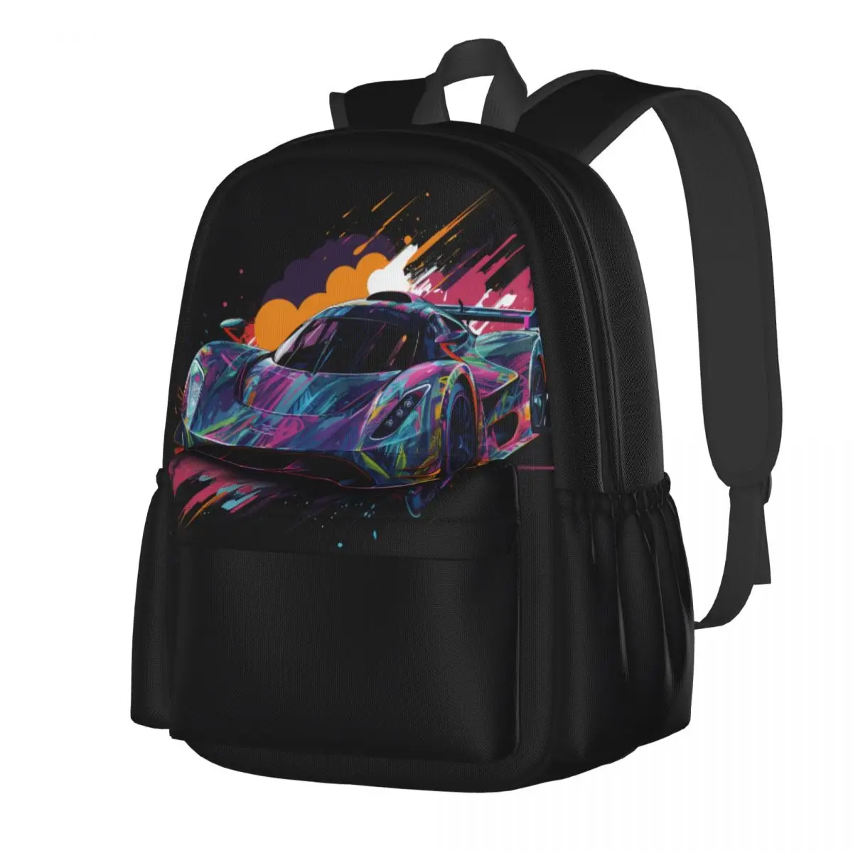 

Dazzling Sports Car Backpack Grafitti Psychadelic Sport Backpacks Female Designer Soft High School Bags Kawaii Rucksack