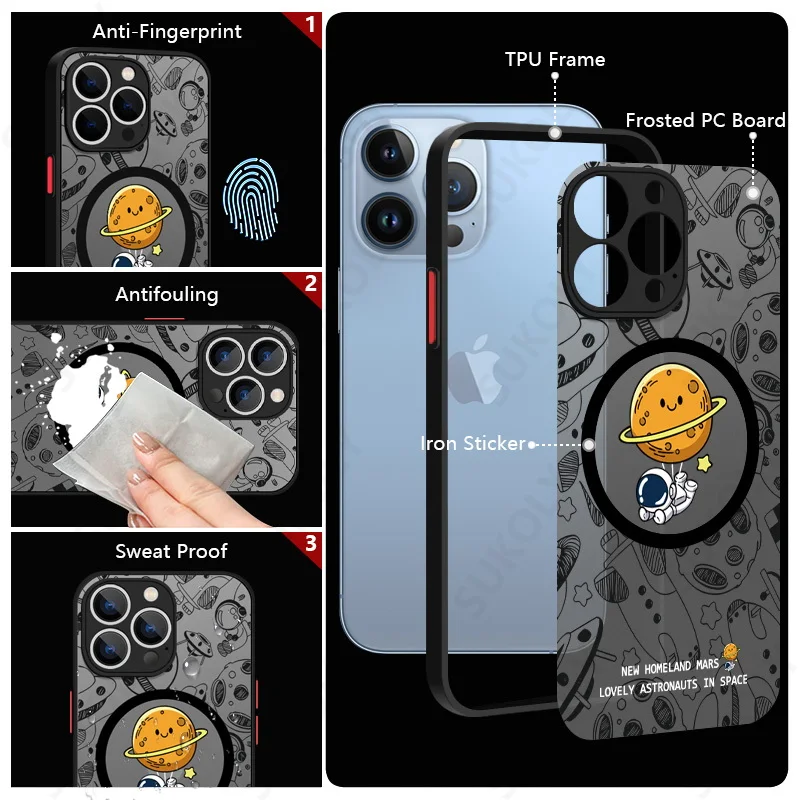 iPhone 13 Mini Case Cartoon Astronaut For iPhone 15 14 Pro Max 15 Pro Phone Case For Magsafe Wireless Charging Matte Acrylic Hard Back Cover Shell iPhone 13 Mini Case Cartoon Astronaut For iPhone 15 14 Pro Max 15 Pro Phone Case For Magsafe Wireless Charging Matte Acrylic Hard Back Cover Shell