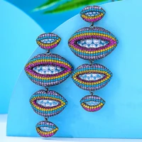 soramoore lips drop dangle long earrings for women wedding bridal jewelry aretes de mujer modernos facebook ins luxury cz boho