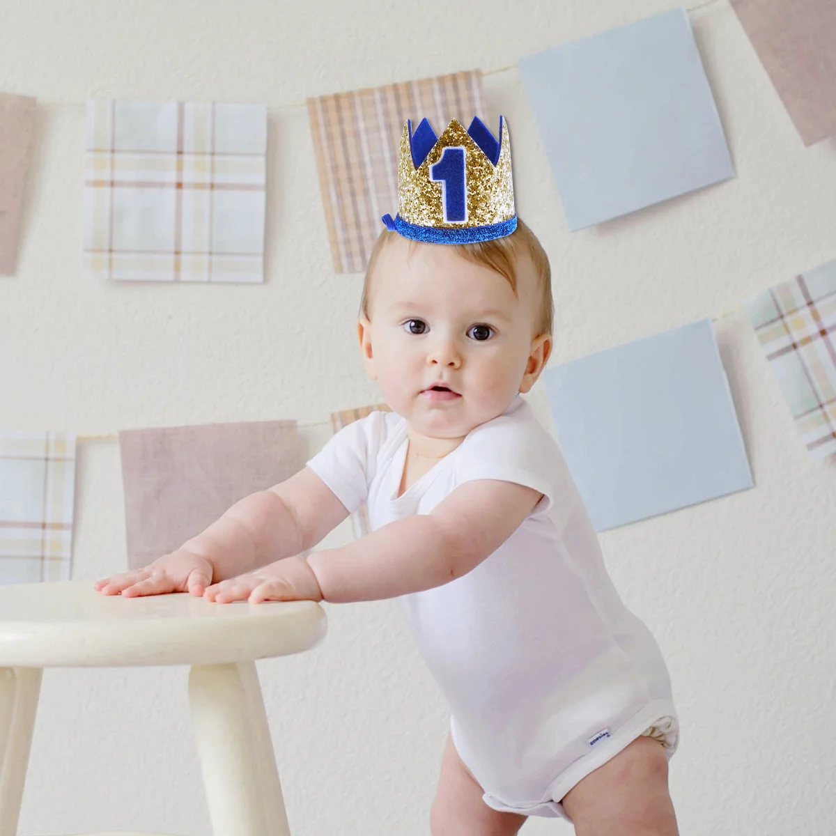 

Birthday 1Sthat Baby Hats Year Boy Kidsparty King Old One Headband Blue First
