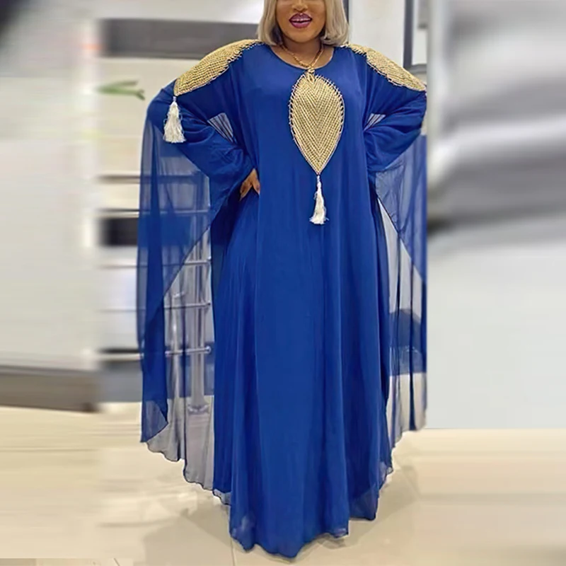 European and American African Muslim women's long skirt bead embroidery yellow long skirt Arab Islamic ethnic style banquet dres