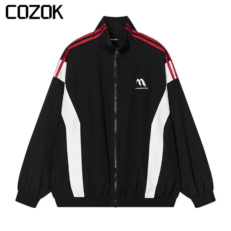 

Модная Высококачественная куртка в стиле ретро для мужчин, оригинальное дизайнерское женское спортивное пальто в полоску и в стиле пэчворк, известная Высококачественная спортивная куртка унисекс