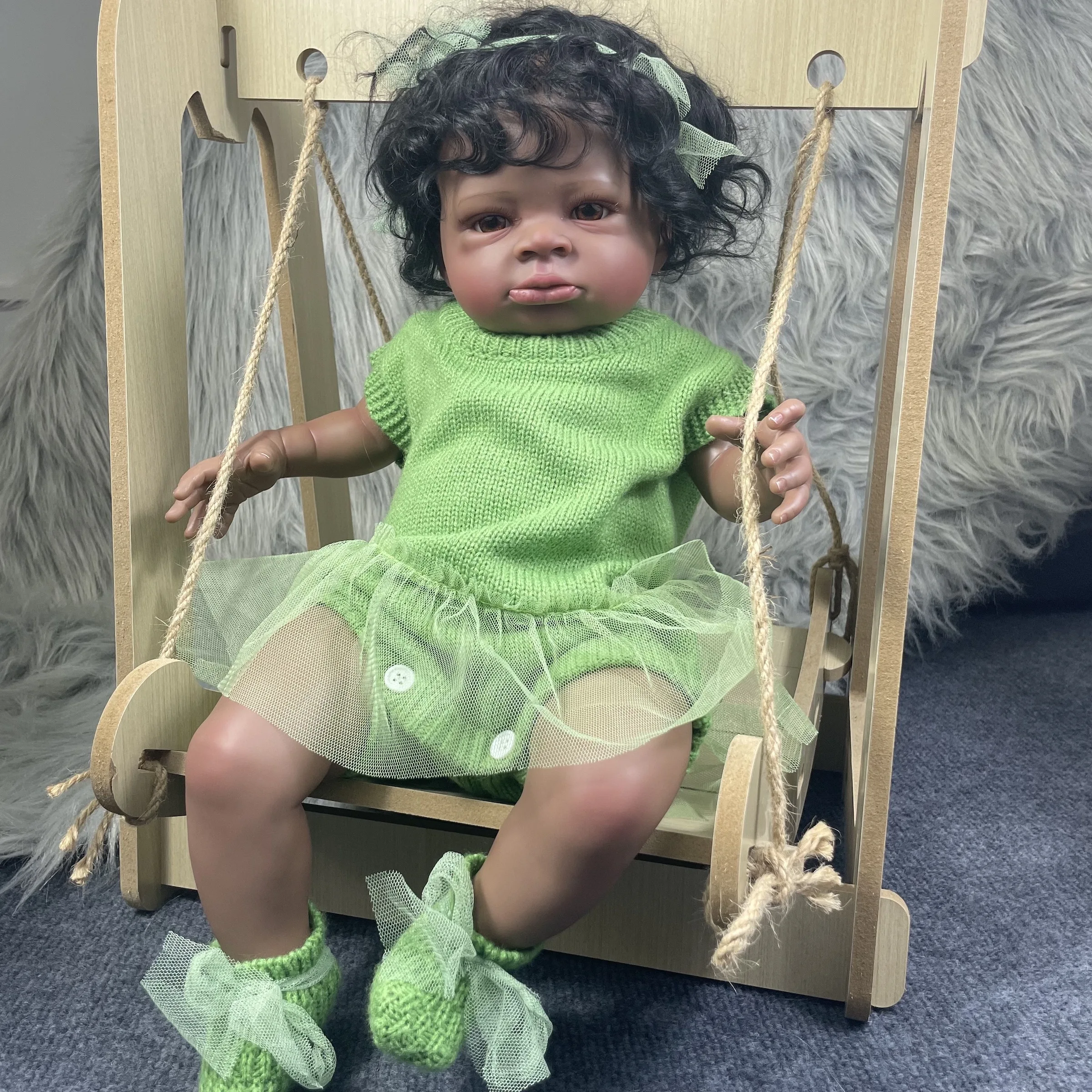 Виниловая кукла Lanny 20 дюймов мягкая плюшевая реборн с темной кожей для