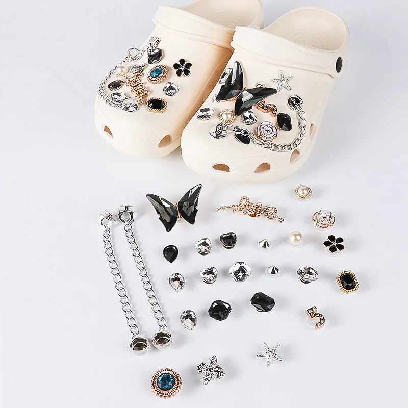 Luxury Metal Croc Charm Gibits Bling Designer Shoe Charm Accessories Set   Clogs Shoe Decorations Luxury Women Shoes Decorations
