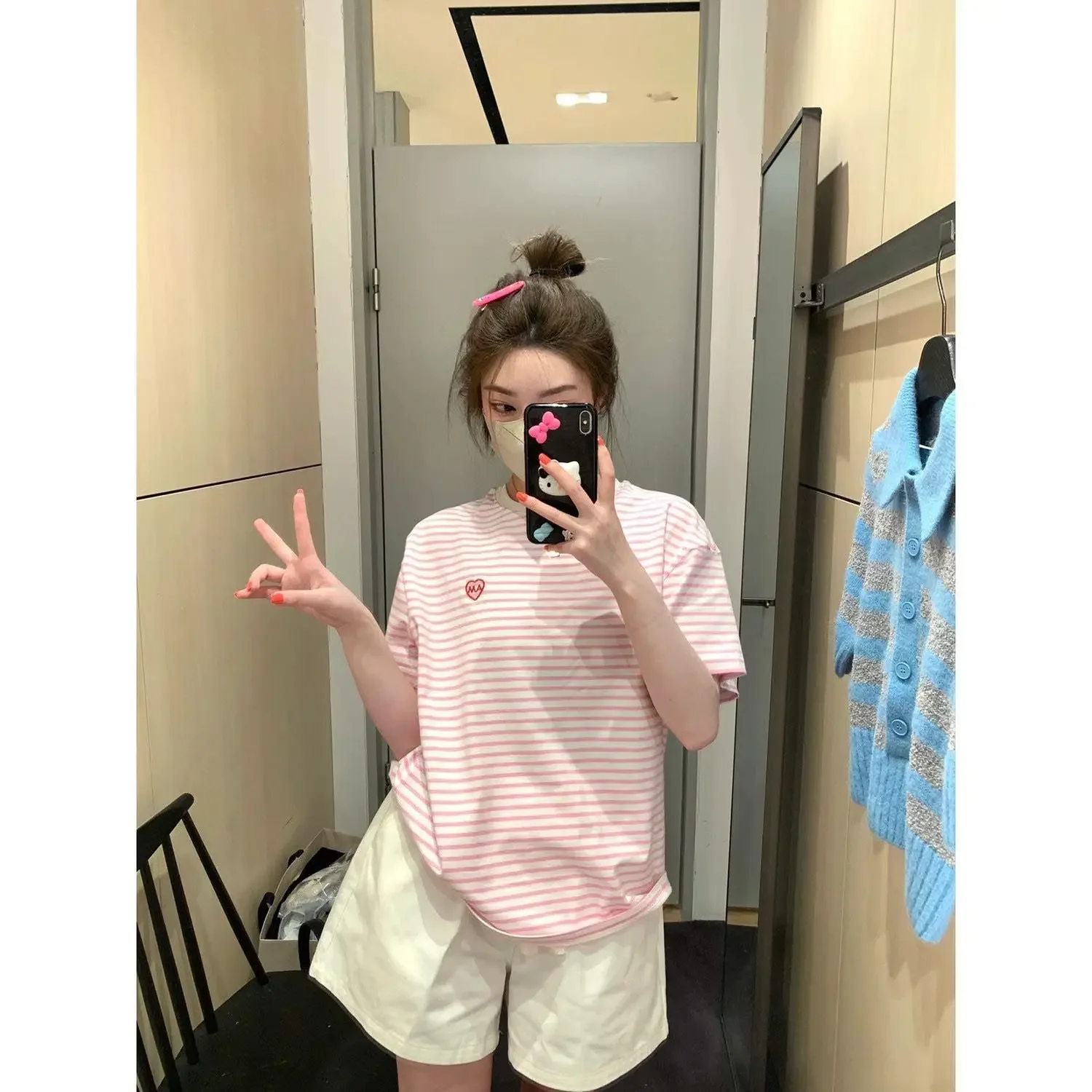 Повседневные модные возрастные полосатые футболки с короткими рукавами