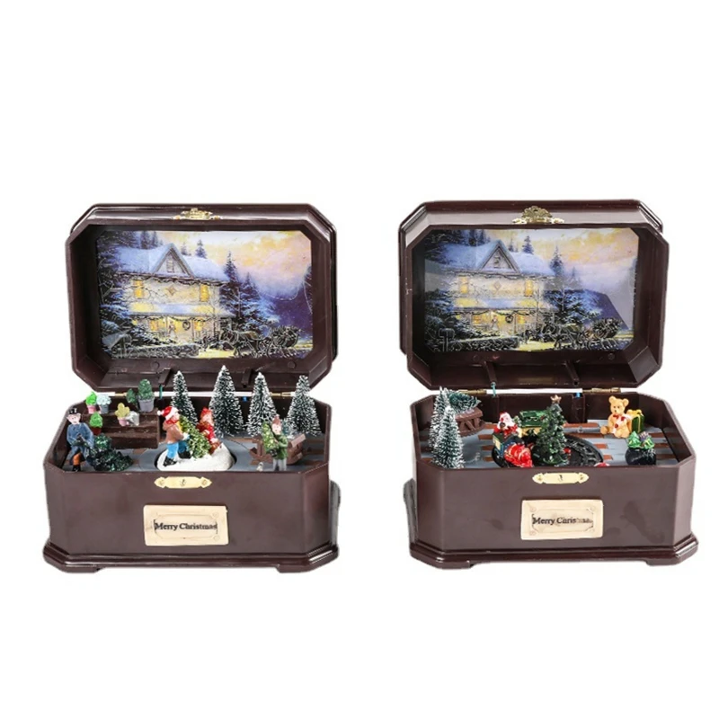 

R7RC Christmas Led Music Box Glowing Rotation Ornament Festival Party Favors Supplies
