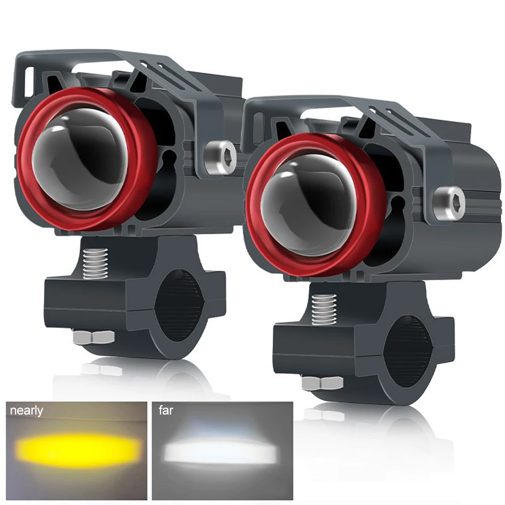 

1 пара 12-80 В вспомогательный прожектор для мотоцикла, светодиодная лампа для мотоцикла, противотуманная фара, белый/янтарный для автомобиля, бездорожья