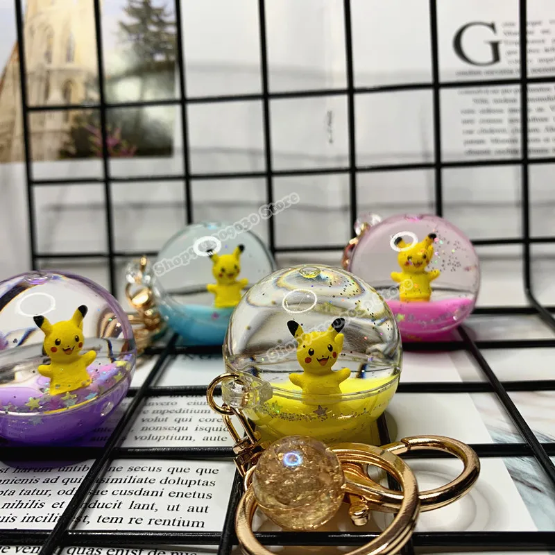 Брелок в виде покемона Пикачу жидкий сыпучий песок | Дом и сад