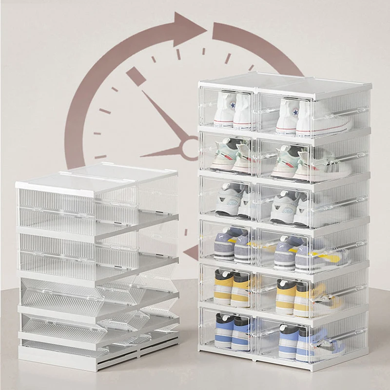 

Free Installation Transparent Shoe Storage Box Shoes Organizers Foldable Dustproof Storage Box Stackable Shoe Cabinet