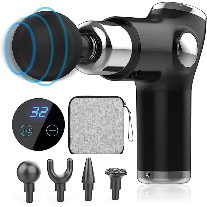 

NEW2023 Портативный Массажный пистолет с ЖК-дисплеем, массажер для глубоких тканей, массажер для мышц, облегчение боли в теле, шее, спине, релакс...