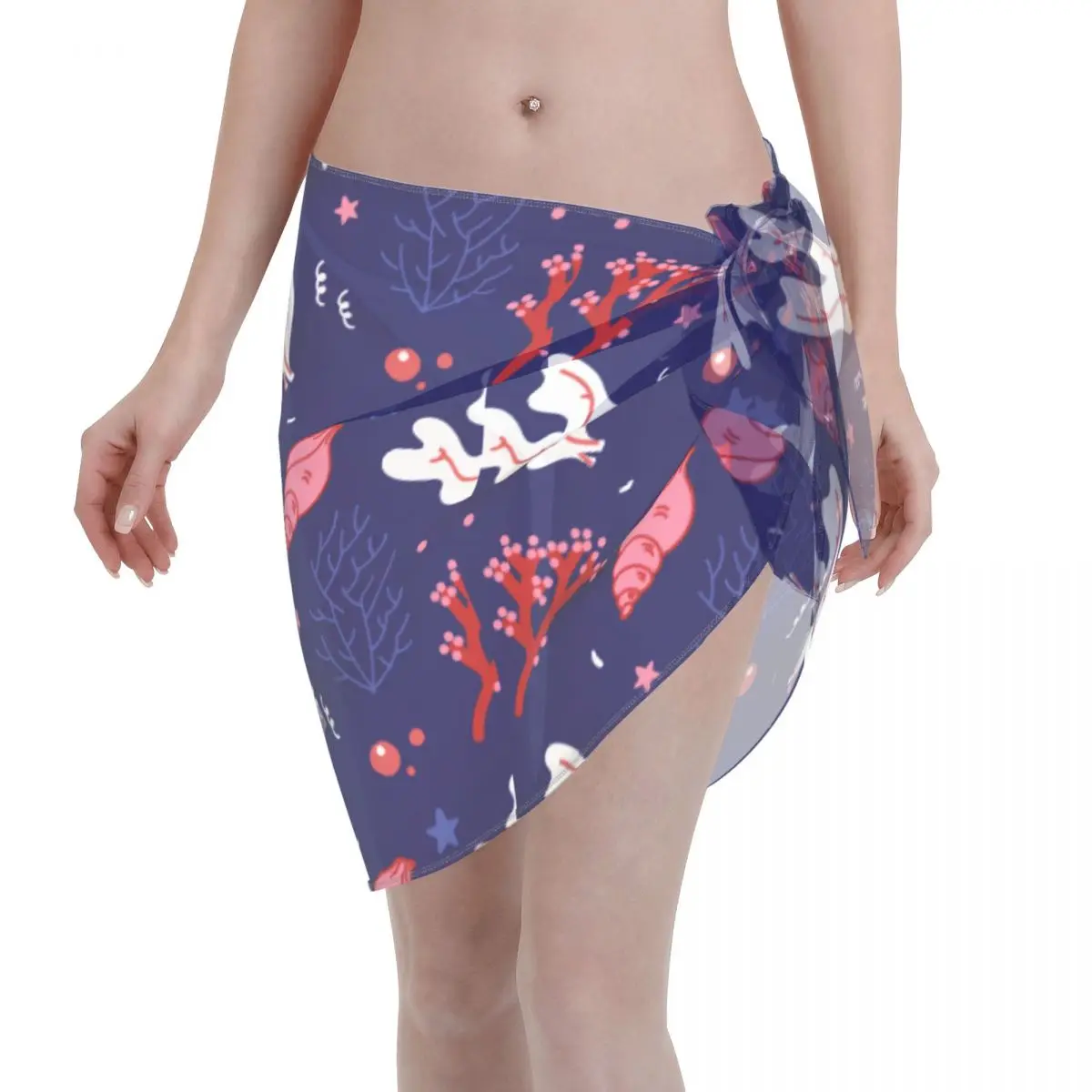 

Sea Grass Coral Short Wrap Skirt Short Sarongs Swimsuit Women Cover Ups Beach Bikini Wrap Scarf Swimwear