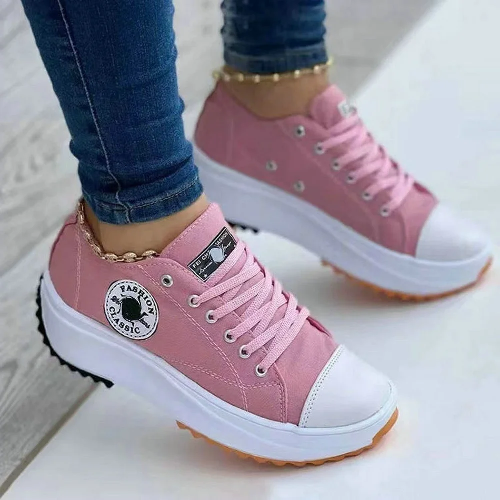 

Women Sneakers Platform Shoes Canvas Patchwork Casual Sport Shoes Ladies Outdoor Running Walking Shoes Zapatillas Mujer