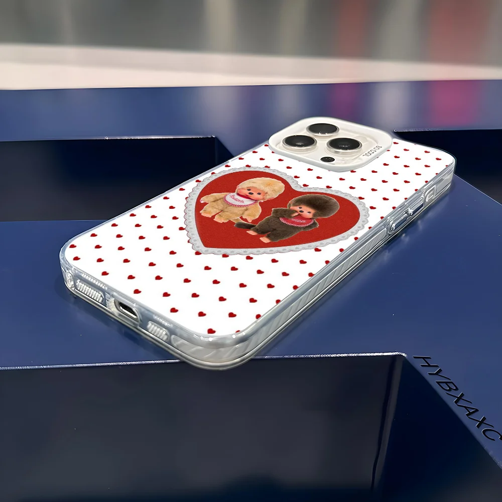 Милый мультяшный чехол для телефона M-Monchhichi iPhone 16 15 14 13 12 11 Pro Max белый матовый