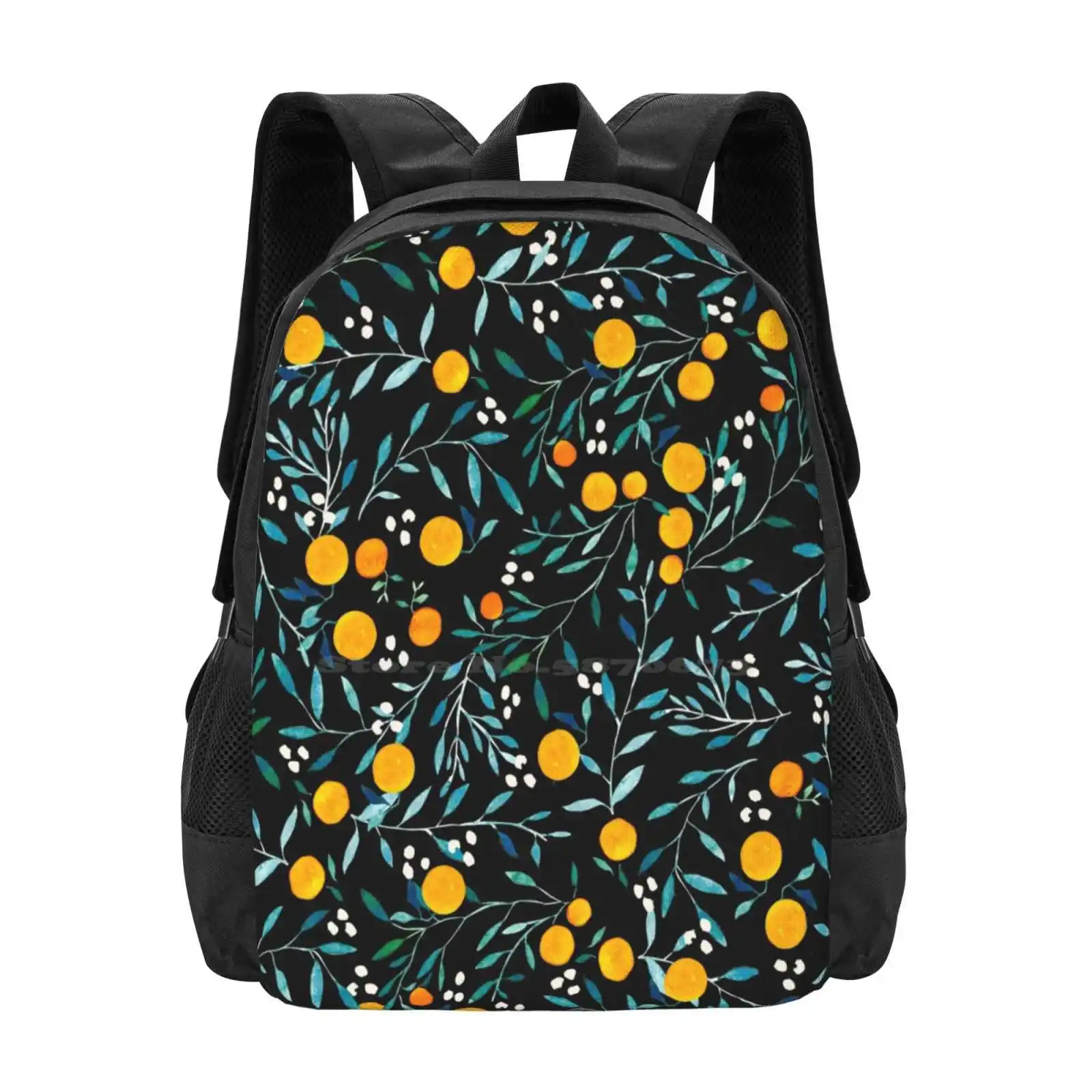 

Рюкзак для студентов колледжа с изображением апельсинов на черном цвете