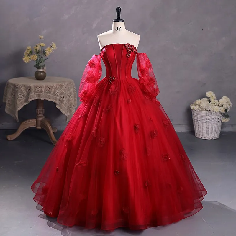 

Vestidos De 15 Años Quinceañeras 2023 Wine Red Quinceanera Dresses With Detachable Sleeve Prom Party Dress Vestidos De 15 Anos
