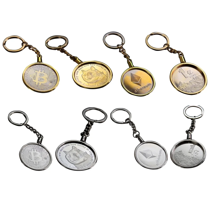 

Detachable Bitcoin Coin Keychain Metal Connector Key Chain Ring Keyholder Gift