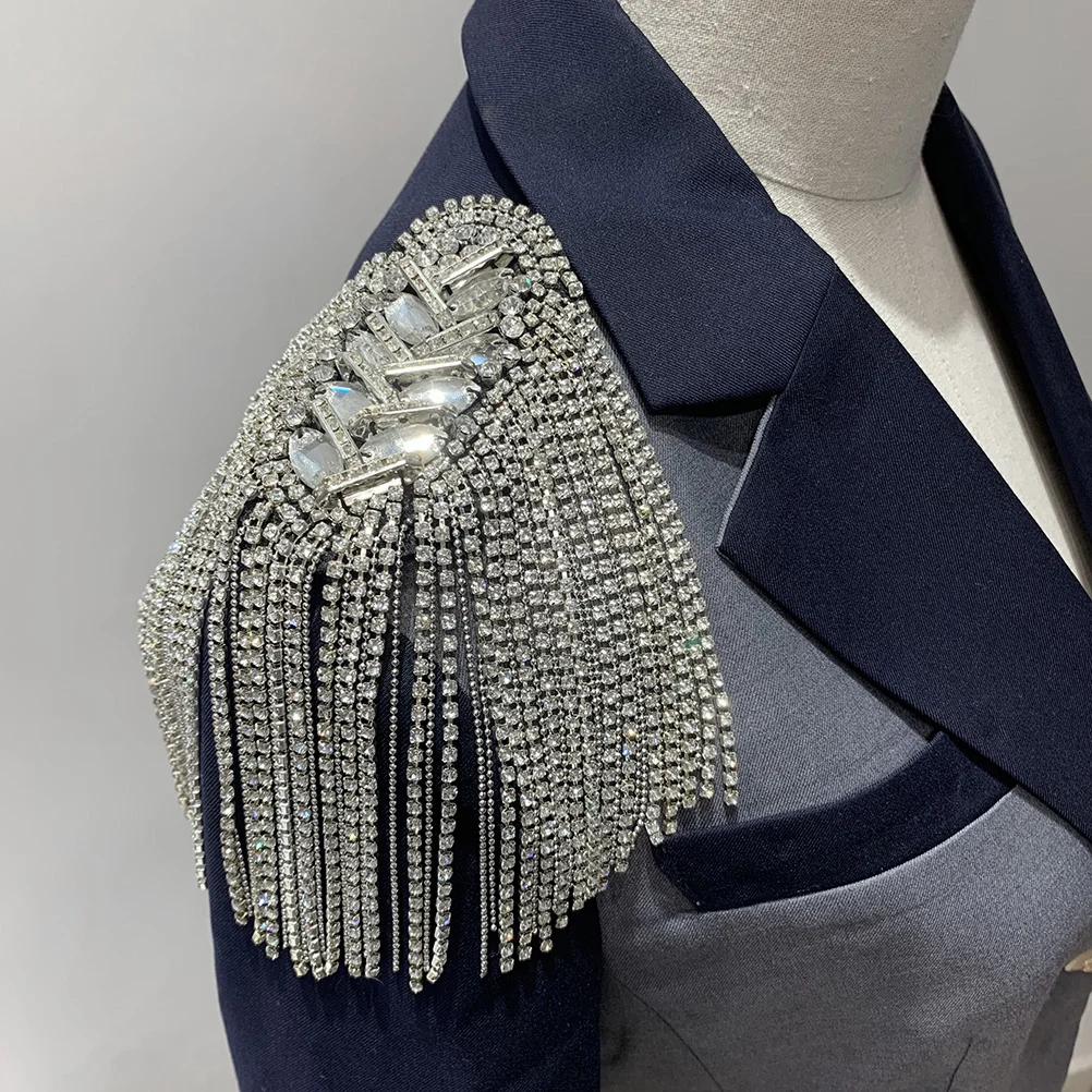 

Shoulder Tassel Epaulets Epaulet Badge Epaulettes Fringe Men Costume Rhinestone Accessories Boards Rivet Women Uniform Brooch