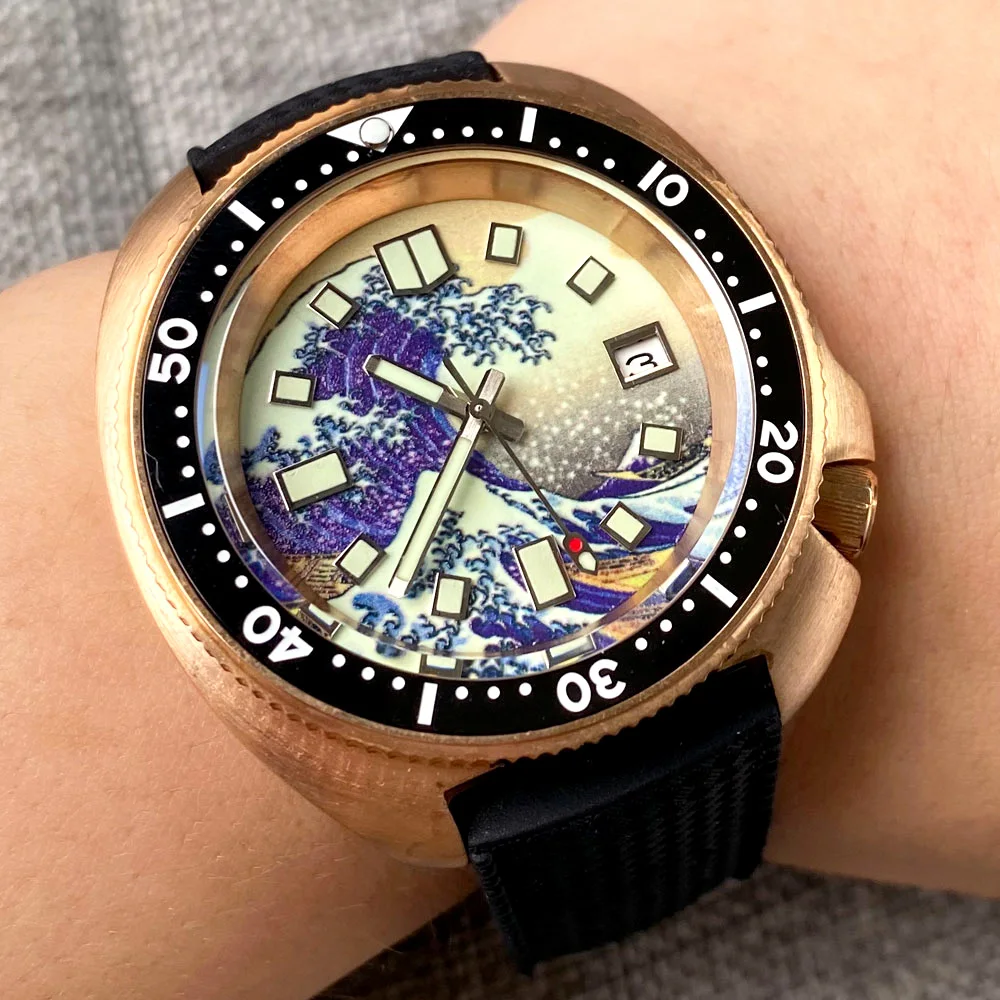 Мужские автоматические часы NH35A CUSN8 из твердой бронзы для дайвинга 20 атм