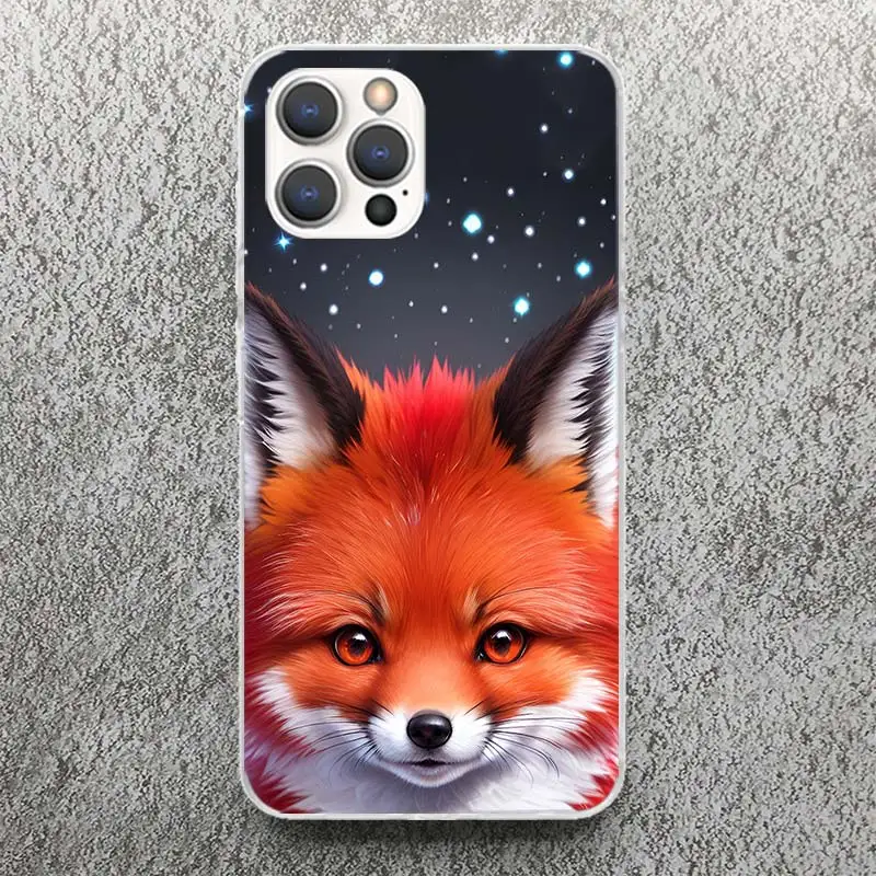 Фото Чехол для телефона Animal Fox для iPhone 13 12 Mini 11 Pro Max XS XR X Max 7 Plus 8 SE 6 6S 5 5S Мягкий силиконовый чехол с принтом №2