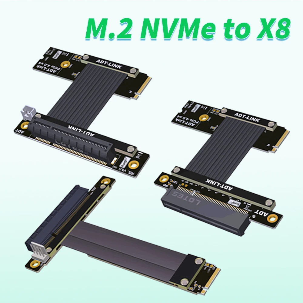 

ADT Riser M.2 NGFF NVMe To PCI Express 3.0 4.0 X8 Extension Cable for PCIe 8x LAN, RAID SSD Cards To M2 ultra SSD, M-key R48