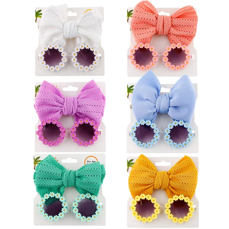 

New Kids Sunglasses Headband Set Baby Girls Hair Accessories Toddler Head Bands Infant Headwear Newborn Photography Props 0-4Y