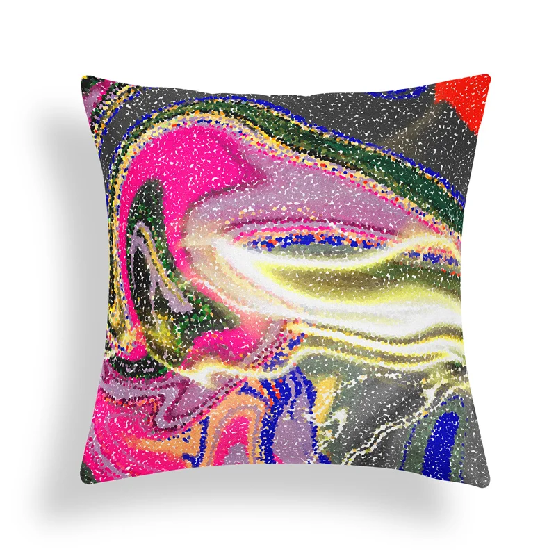 

Modern Pink Boho Pillow Case Graffiti Printed Colorful Cushion Cover Retro Neutral Geometry Abstract Throw Pillow Cover